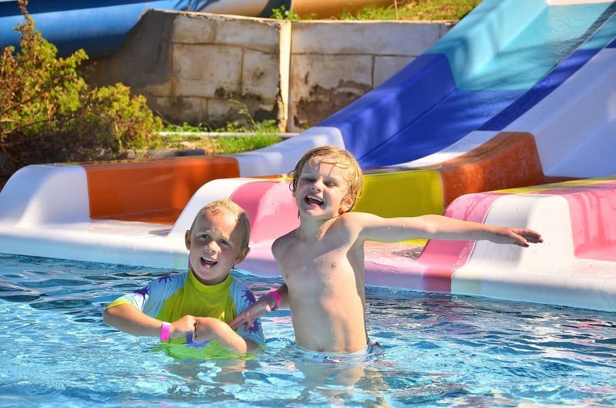 Two children in the pool