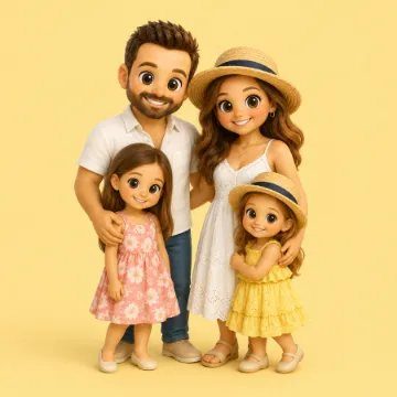 A figurine of a family of four, made from their photo