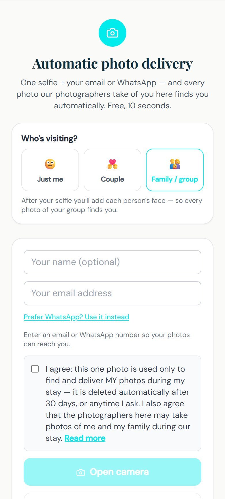 The sign-up screen