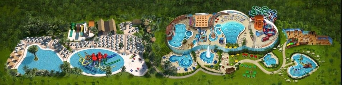 Aerial view of a water park